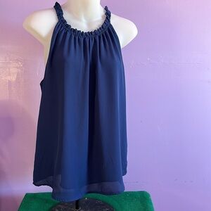 Daily Look Sleeveless Blouse Women's Size M Dark Blue Casual Top